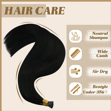 Load image into Gallery viewer, Itip Human Hair Extensions,YoungSee 20inch I Tips Hair Extensions Black Real Human Hair
