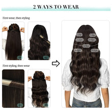 Load image into Gallery viewer, DOORES Hair Extensions Clip in Human Hair, Medium Brown 16 Inch 7pcs 120g