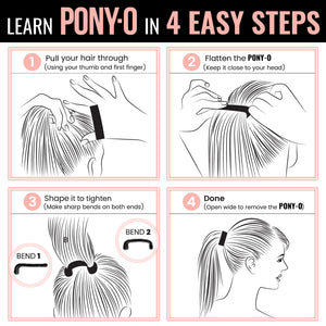 Medium PONY-O for Fine to Normal Hair or Slightly Thick Hair - PONY-O Revolutionary Hair Tie Alternative Ponytail Holders - 2 Pack Black and Dark Blonde Original Patented Hair Styling Accessories