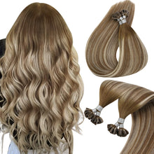 Load image into Gallery viewer, Sunny Balayage U Tip Human Hair Extensions Blonde Medium Brown to Platinum Blonde