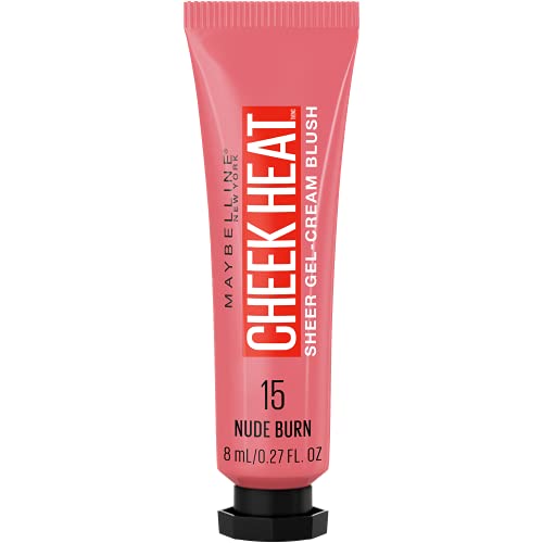 Maybelline Cheek Heat Gel-Cream Blush Makeup, Lightweight, Breathable Feel, Sheer Flush Of Color, Natural-Looking, Dewy Finish, Oil-Free, Nude Burn, 1 Count