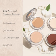 Load image into Gallery viewer, PÜR Beauty 4-in-1 Pressed Mineral Makeup SPF 15 Powder Foundation with Concealer &amp; Finishing Powder- Medium to Full Coverage Foundation- Mineral-Based Powder- Cruelty-Free &amp; Vegan Friendly, Light