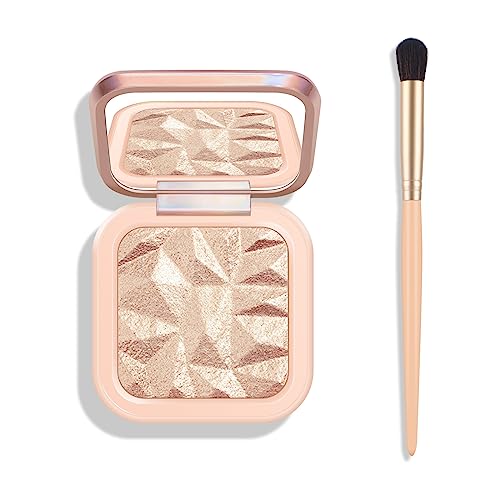 KYDA Face Highlighter Palette, High Glossy Face Illuminator Palette, Narutal Glow Finish, Pearl Shimmer Smooth Baked Powder, Lasting Sparkling Highlighter Makeup-SUN GLOW