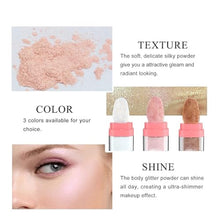 Load image into Gallery viewer, Glitter Powder Highlighter Makeup, Body Brightens the Natural Three-dimensional Face Blusher Patting Powder Highlighter. (01# White moonbeam)