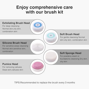 UMICKOO Face Scrubber Exfoliator,Facial Cleansing Brush Rechargeable IPX7 Waterproof with 5 Brush Heads,Face Spin Brush for Exfoliating, Massaging and Deep Cleansing