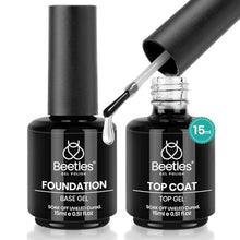 Load image into Gallery viewer, Beetles 2 Pcs 15ml No Wipe Gel Top Coat and Base Coat Set