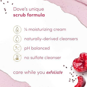 Dove Exfoliating Body Polish Crushed Cherries & Chia Milk Skin Care for Revitalized Skin Formulated with 1/4 Moisturizing Cream 10.5 oz