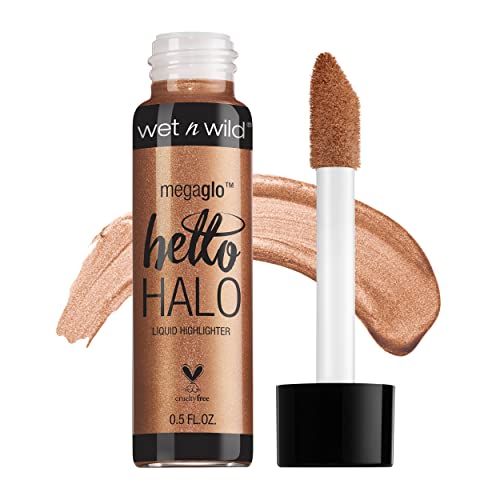 wet n wild MegaGlo Hello Halo Liquid Highlighter Makeup, Shimmer, Gold Go With The Glow