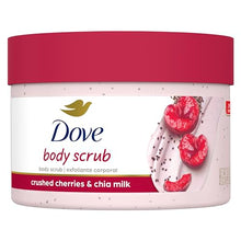 Load image into Gallery viewer, Dove Exfoliating Body Polish Crushed Cherries &amp; Chia Milk Skin Care for Revitalized Skin Formulated with 1/4 Moisturizing Cream 10.5 oz