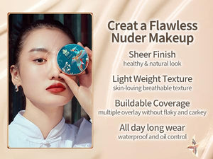 Catkin Phoenix Cushion Foundation Buildable Coverage Anti-Aging Serum Makeup, Sheer Satin Finish, Refill Included, Light Beige 0.46 Oz x 2, C01 Natural Beige