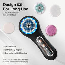 Load image into Gallery viewer, UMICKOO Face Scrubber Exfoliator,Facial Cleansing Brush Rechargeable IPX7 Waterproof with 5 Brush Heads,Face Spin Brush for Exfoliating, Massaging and Deep Cleansing