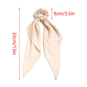 LFOUVRE 3PCS Hair Scarf Scruncheis for Women Knotted Bow Hair Ties Elastic Bands Satin Hair Ribbon Scrunchy Red Ponytail Holder for Women and Girls (Camel Apricot Ivory)