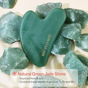 Rena Chris Gua Sha Facial Tools, Natural Jade Stone Guasha