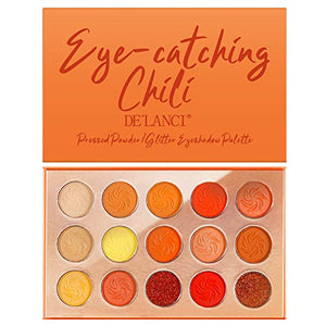 DE'LANCI Orange Eyeshadow Palette Fall Makeup Matte Shimmer Pressed Glitter Eye Shadow
