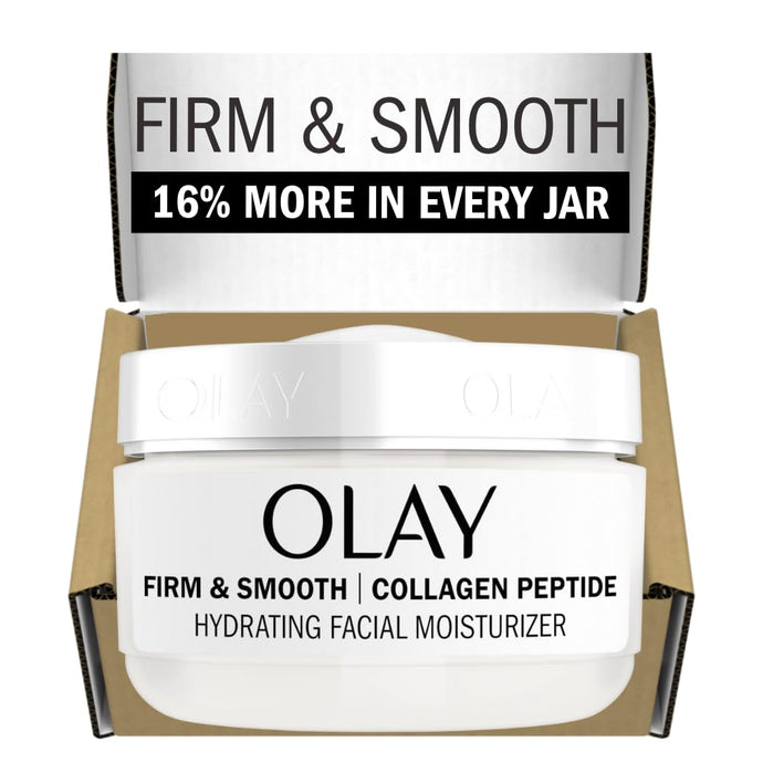 Olay Firm & Smooth Collagen Peptide Face Moisturizer, 2 oz Fragrance Free Firming Face Cream for Hydration and Skin Renewal, Recyclable Eco Jar Packaging