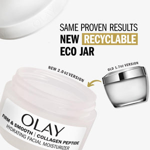 Olay Firm & Smooth Collagen Peptide Face Moisturizer, 2 oz Fragrance Free Firming Face Cream for Hydration and Skin Renewal, Recyclable Eco Jar Packaging