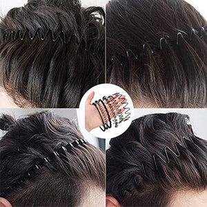 6 Pieces Metal Headbands Wavy Hairband Spring Hair Hoop Sports Fashion Hair Bands Unisex Black Elastic Non Slip Simple Headwear Accessories