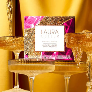 LAURA GELLER NEW YORK Annual Party in a Palette Guest of Honor Gift set -Curated 4 Full Face Makeup Palettes- Includes eyeshadow, highlighter, and blush - Travel friendly