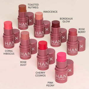 HAN Skincare Cosmetics Vegan, Cruelty-Free 3-in-1 Multistick for Cheeks, Lips, Eyes, Cherry Cosmos