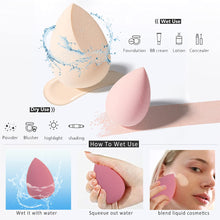 Cargar imagen en el visor de la galería, 5 Pcs Makeup Sponges Set - 4 Beauty sponges Blending Blenders with 1 Holder and Egg Case, Flawless for Cream, Powder and Liquid (Pink)