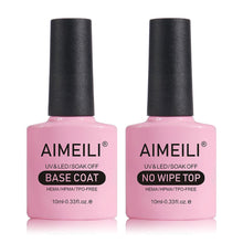 Load image into Gallery viewer, AIMEILI Gel Nail Polish No Wipe Top and Base Coat Set