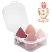 Cargar imagen en el visor de la galería, 5 Pcs Makeup Sponges Set - 4 Beauty sponges Blending Blenders with 1 Holder and Egg Case, Flawless for Cream, Powder and Liquid (Pink)