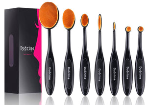 Duorime New 7pcs Black Oval Toothbrush Makeup Brush Set