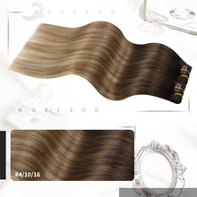 Load image into Gallery viewer, Moresoo Clip in Balayage Extensions Ombre Dark Brown to Blonde Golden Blonde Clip ins 12inch 5Pcs 70G