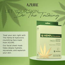 Cargar imagen en el visor de la galería, AZURE Hemp Oil &amp; Hyaluronic Acid Nourishing Facial Sheet Mask