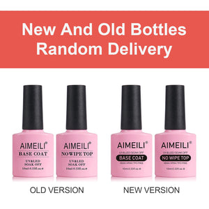 AIMEILI Gel Nail Polish No Wipe Top and Base Coat Set