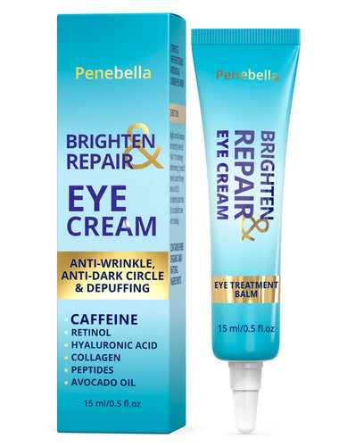 PENEBELLA NEW - 3% Caffeine Eye Cream - 5% Niacinamide (Vitamin B3) Under Eye Cream for Dark Circle, Puffiness & Wrinkles - Brighten & Repair Anti Aging Eye Treatment Balm - Moisturizer Collagen