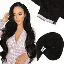 Load image into Gallery viewer, Sunny Tape on Hair Extensions Black Tape in Human Hair Extensions Natural Black
