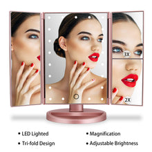 Cargar imagen en el visor de la galería, deweisn Dresser Mount Tri-Fold Lighted Vanity Mirror with 21 LED Lights