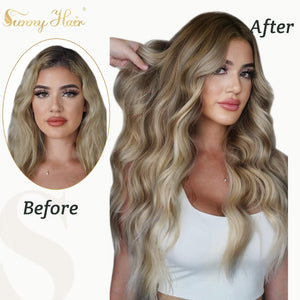 Sunny Balayage U Tip Human Hair Extensions Blonde Medium Brown to Platinum Blonde