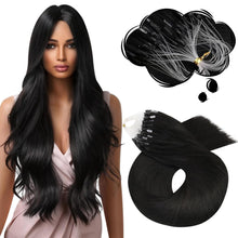 Load image into Gallery viewer, Moresoo Micro Link Hair Extensions Real Human Hair Black Microlink Hair Extensions Off Black Micro Loop Human Hair Extensions
