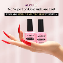 Load image into Gallery viewer, AIMEILI Gel Nail Polish No Wipe Top and Base Coat Set