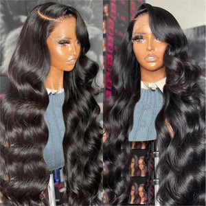 LHENDS 28 Inch 13x6 Body Wave Lace Front Wigs Human Hair Pre Plucked Glueless Wigs Human Hair