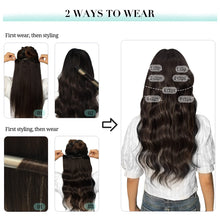 Cargar imagen en el visor de la galería, DOORES Hair Extensions Clip in Human Hair, Medium Brown 16 Inch 7pcs 120g