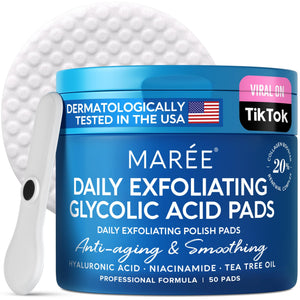 MAREE Facial Polish - Glycolic Acid Peel Pads For Face With Tea Tree Oil