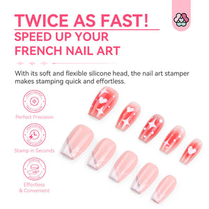 Saviland French Tip Nail Stamp - 4PCS Nail Art Stamper Kit