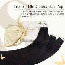 Cargar imagen en el visor de la galería, Sunny Tape on Hair Extensions Black Tape in Human Hair Extensions Natural Black