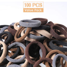 Cargar imagen en el visor de la galería, 100 Pcs Thick Seamless Brown Hair Ties, Ponytail Holders Hair Accessories No Damage for Thick Hair (Natural Colors)