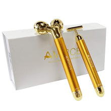 Load image into Gallery viewer, Amirce Face Massager Roller Golden 3D Roller Electric Facial Roller