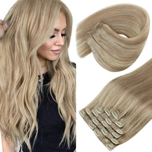 Load image into Gallery viewer, Sunny Clip in Hair Extensions Blonde Clip in Extensions Real Human Hair Blonde