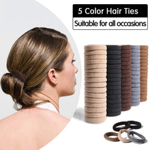 Cargar imagen en el visor de la galería, 100 Pcs Thick Seamless Brown Hair Ties, Ponytail Holders Hair Accessories No Damage for Thick Hair (Natural Colors)